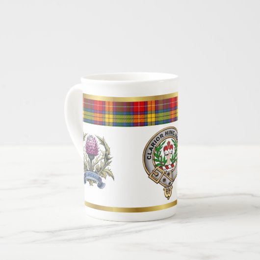Buchanan Clan Badge Tartan & Motto Porselein Kop (Links)