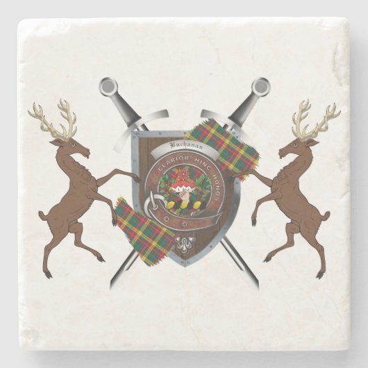 Buchanan Clan Badge & Tartan Onderzetters (Voorkant)