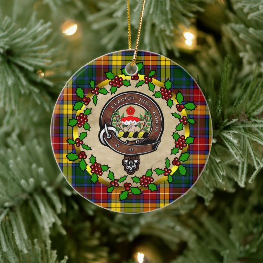 Buchanan Clan Badge & Tartan Persoonlijke mas Keramisch Ornament (Boom)