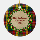 Buchanan Clan Badge & Tartan Persoonlijke mas Keramisch Ornament (Achterkant)