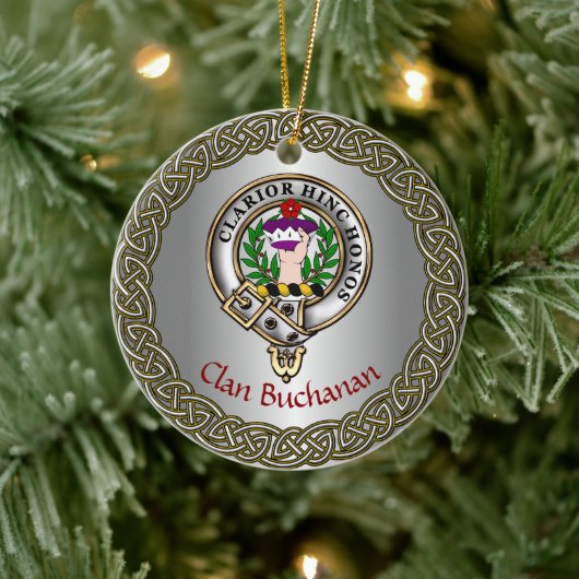 Buchanan Clan Badge & Tartan Thistle Personalized Keramisch Ornament (Boom)