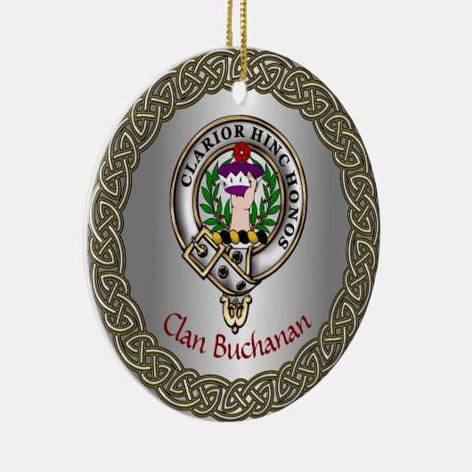Buchanan Clan Badge & Tartan Thistle Personalized Keramisch Ornament (Rechts)