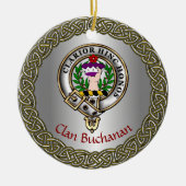 Buchanan Clan Badge & Tartan Thistle Personalized Keramisch Ornament (Voorkant)