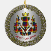Buchanan Clan Badge & Tartan Thistle Personalized Keramisch Ornament (Achterkant)