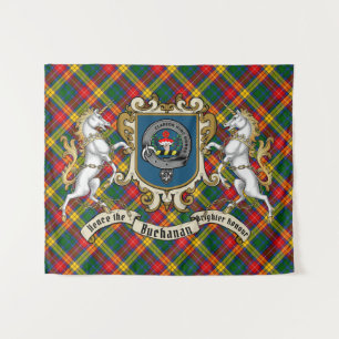 Buchanan Clan Badge & Unicorns met Tartan Wandkleed