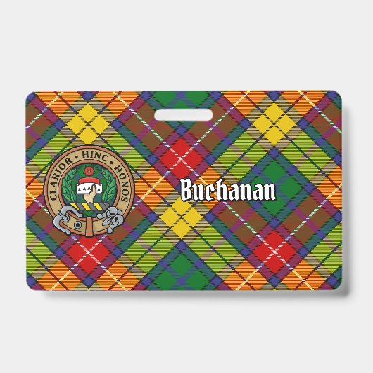 Buchanan Clan Crest boven tartan Badge (Voorzijde)