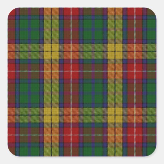 Buchanan Clan Familie Tartan Vierkante Sticker (Voorkant)