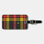 Buchanan Clan Plaid Schots Patroon Monogram Bagagelabel (Voorkant horizontaal)
