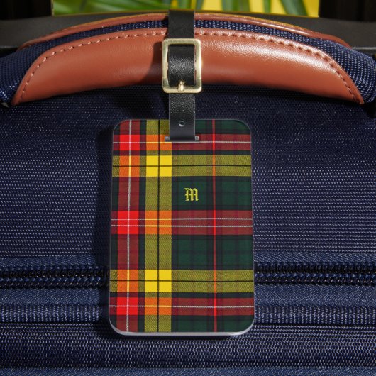 Buchanan Clan Plaid Scottish Pattern Monogram Bagagelabel (Voorkant Insitu 2)