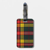 Buchanan Clan Plaid Scottish Pattern Monogram Bagagelabel (Achterkant verticaal)