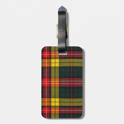 Buchanan Clan Plaid Scottish Pattern Monogram Bagagelabel (Achterkant verticaal)