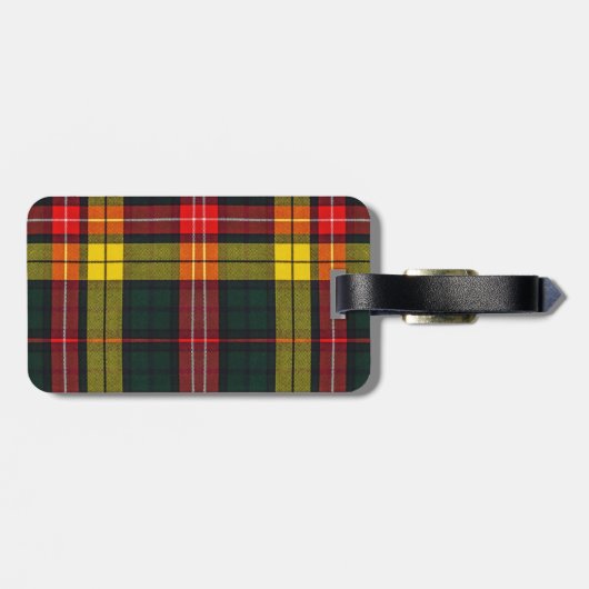 Buchanan Clan Plaid Scottish Pattern Monogram Bagagelabel (Achterkant horizontaal)