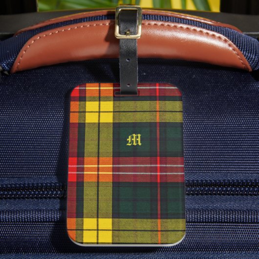 Buchanan Clan Plaid Scottish Pattern Monogram Bagagelabel (Voorkant Insitu 2)