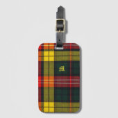 Buchanan Clan Plaid Scottish Pattern Monogram Bagagelabel (Voorkant (verticaal))