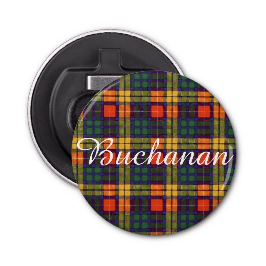 Buchanan clan Pset Scottish tartan Button Flesopener (Voorkant)