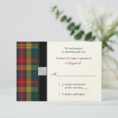 Buchanan Clan Tartan Huwelijksreactie RSVP Kaart (Staand voorkant)