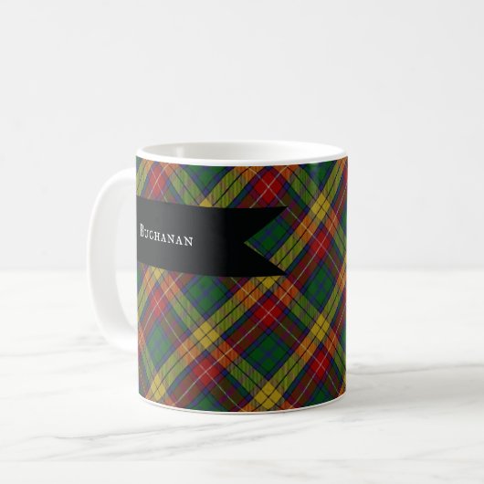 Buchanan Clan Tartan Patroon Koffiemok (Voorkant links)