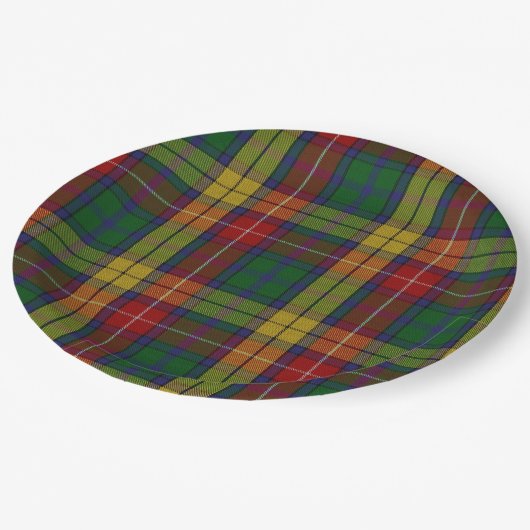 Buchanan Clan Tartan Patroon Papieren Bordje (Gekanteld)