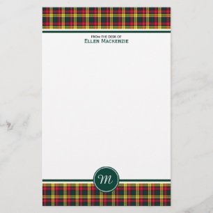 Buchanan Clan Tartan Rood en Geel Plaid Monogram Briefpapier
