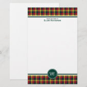 Buchanan Clan Tartan Rood en Geel Plaid Monogram Briefpapier (Voorkant / Achterkant)