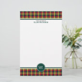 Buchanan Clan Tartan Rood en Geel Plaid Monogram Briefpapier (Staand voorkant)