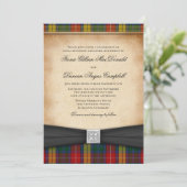 Buchanan Clan Tartan Wedding Invitation Ver 2 Kaart (Staand voorkant)