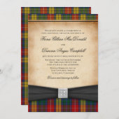 Buchanan Clan Tartan Wedding Invitation Ver 2 Kaart (Voorkant / Achterkant)