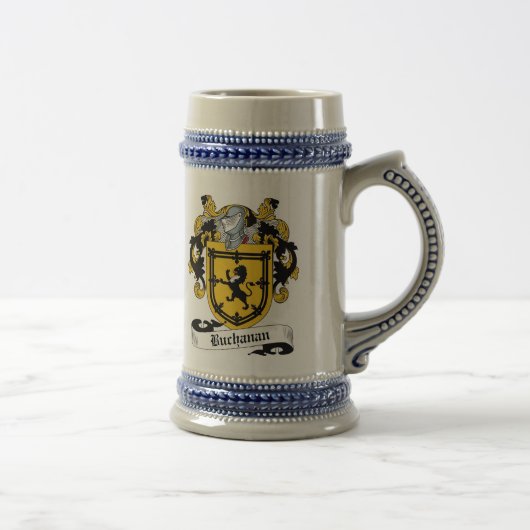 Buchanan Coat of Arms Stein - Familiecrest Bierpul (Rechts)