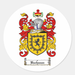 BUCHANAN FAMILY CREST - BUCHANAN WAPEN RONDE STICKER