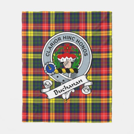 Buchanan Modern Clan Badge Tartan Pset Fleece Deken (Voorkant)
