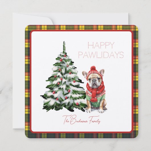 Buchanan Modern Tartan Happy Pawholidays Hond (Voorkant)