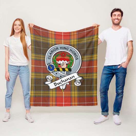 Buchanan Oude Set Verweerde Clan Badge Tartan Scho Fleece Deken (In situ)