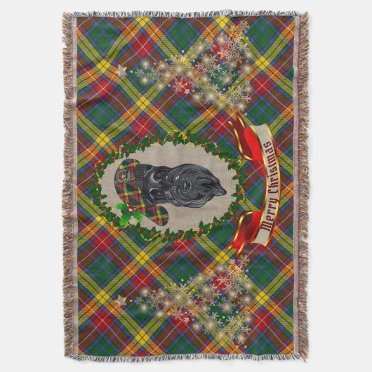 Buchanan Scottie Dog Kerstmis Deken (Voorkant Verticaal)