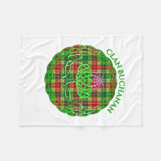 Buchanan Scottish Tartan Celtic Thistle Fleece Deken (Voorkant (Horizontaal))