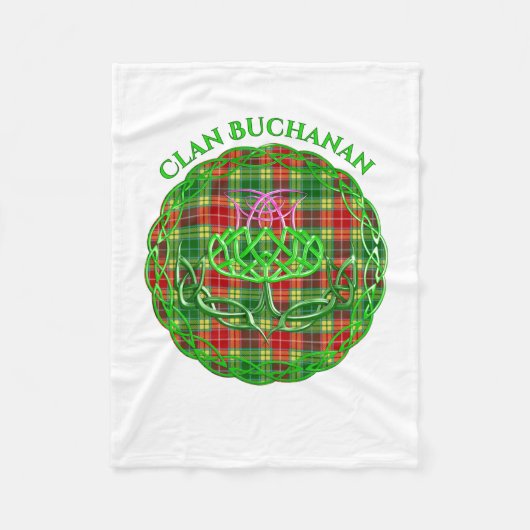 Buchanan Scottish Tartan Celtic Thistle Fleece Deken (Voorkant)
