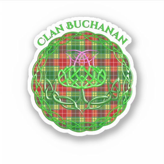 Buchanan Scottish Tartan Celtic Thistle Sticker (Voorkant)
