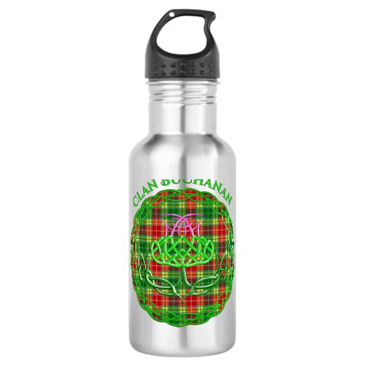 Buchanan Scottish Tartan Celtic Thistle Waterfles (Voorkant)