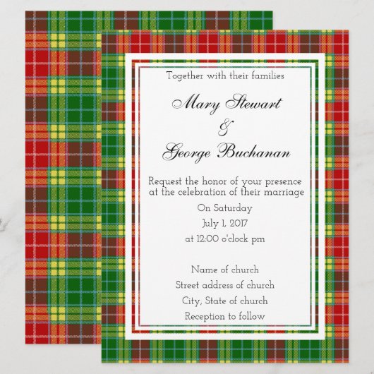 Buchanan Scottish Wedding Invitation Kaart (Voorkant / Achterkant)