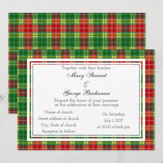 Buchanan Scottish Wedding Invitation Kaart (Voorkant / Achterkant)