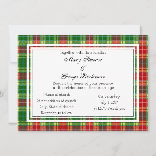 Buchanan Scottish Wedding Invitation Kaart (Voorkant)
