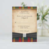 Buchanan Tartan Huwelijksreactie RSVP Kaart Versie (Staand voorkant)