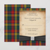 Buchanan Tartan Huwelijksreactie RSVP-kaart Versie RSVP Kaartje (Voorkant / Achterkant)