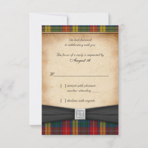 Buchanan Tartan Huwelijksreactie RSVP-kaart Versie RSVP Kaartje