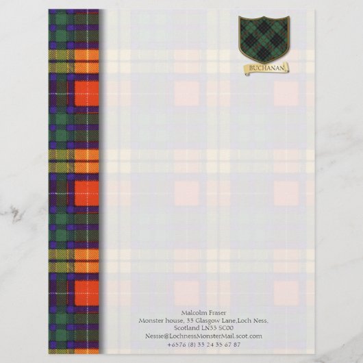 Buchanan tartan-ontwerppapier briefhoofd (Voorkant)