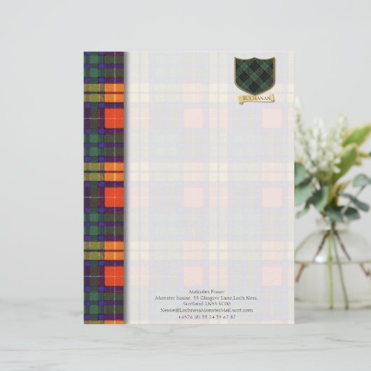 Buchanan tartan-ontwerppapier briefhoofd (Staand voorkant)