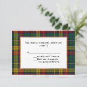 Buchanan Tartan Pset Wedding RSVP-kaart RSVP Kaartje (Staand voorkant)