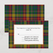 Buchanan Tartan Pset Wedding RSVP-kaart RSVP Kaartje (Voorkant / Achterkant)