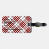 Buchanan tartan red white plaid bagagelabel (Achterkant horizontaal)