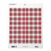 Buchanan tartan red white plaid etiket (Full Sheet)