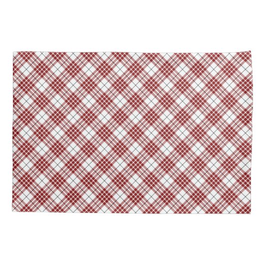 Buchanan tartan red white plaid kussensloop (Achterkant-Links)